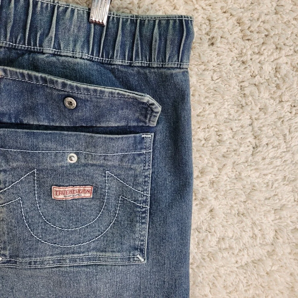 True Religion Carpenter Jeans Men' 34x32 Blue Vinny Ultra Baggy Denim Drawstring